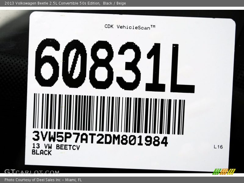 Black / Beige 2013 Volkswagen Beetle 2.5L Convertible 50s Edition