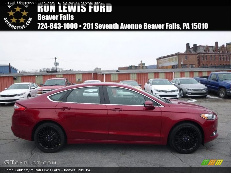 Ruby Red / Charcoal Black 2014 Ford Fusion SE EcoBoost
