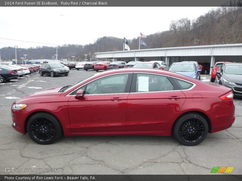 Ruby Red / Charcoal Black 2014 Ford Fusion SE EcoBoost