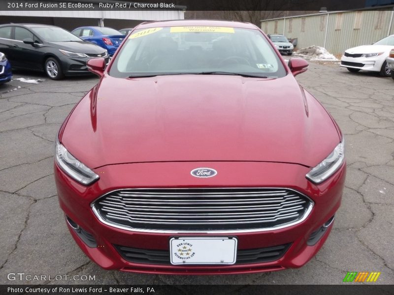 Ruby Red / Charcoal Black 2014 Ford Fusion SE EcoBoost