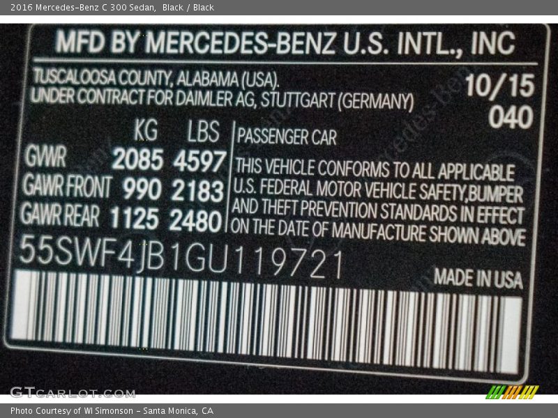 Black / Black 2016 Mercedes-Benz C 300 Sedan