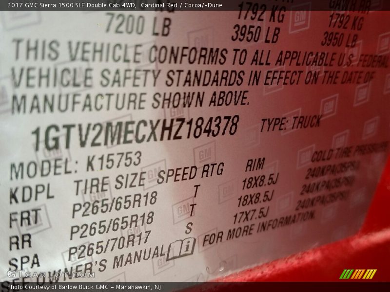 Cardinal Red / Cocoa/­Dune 2017 GMC Sierra 1500 SLE Double Cab 4WD