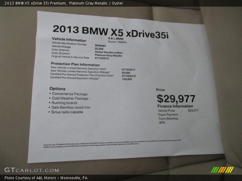 Platinum Gray Metallic / Oyster 2013 BMW X5 xDrive 35i Premium