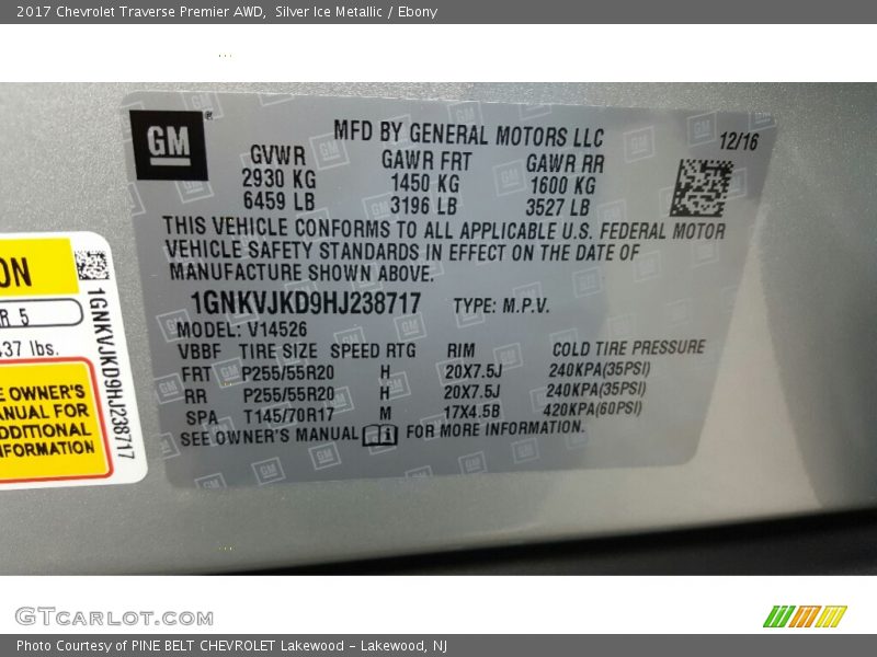 Silver Ice Metallic / Ebony 2017 Chevrolet Traverse Premier AWD