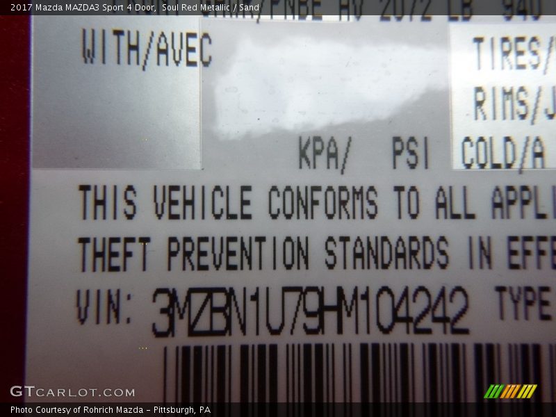 Soul Red Metallic / Sand 2017 Mazda MAZDA3 Sport 4 Door