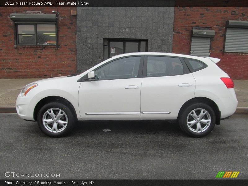Pearl White / Gray 2013 Nissan Rogue S AWD
