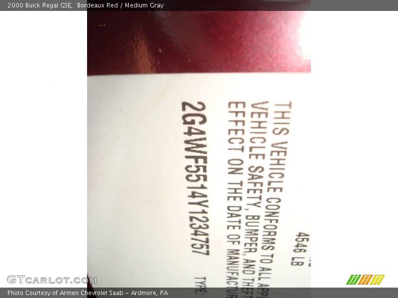 Bordeaux Red / Medium Gray 2000 Buick Regal GSE