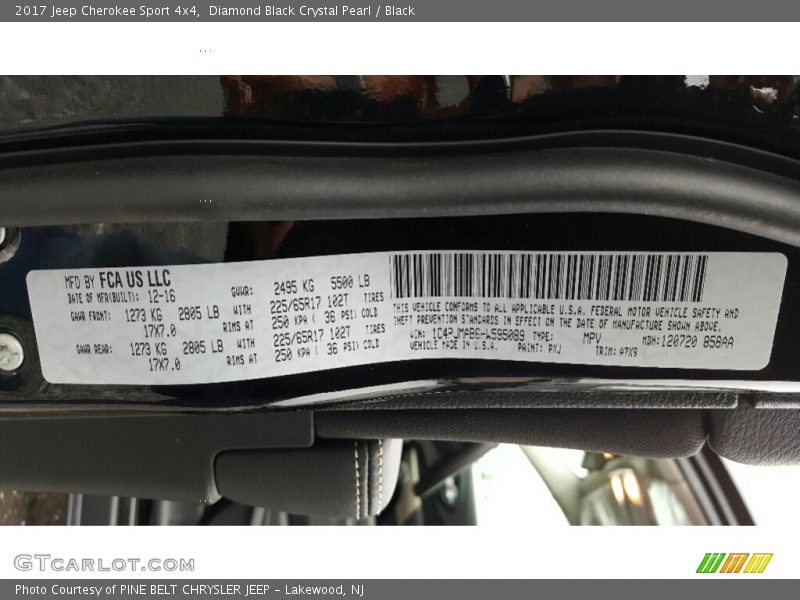 Diamond Black Crystal Pearl / Black 2017 Jeep Cherokee Sport 4x4