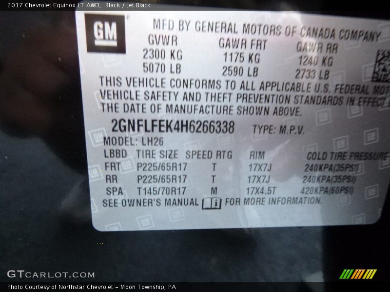 Black / Jet Black 2017 Chevrolet Equinox LT AWD