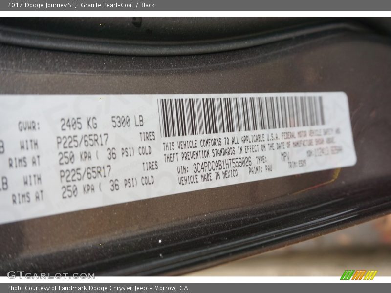 Granite Pearl-Coat / Black 2017 Dodge Journey SE