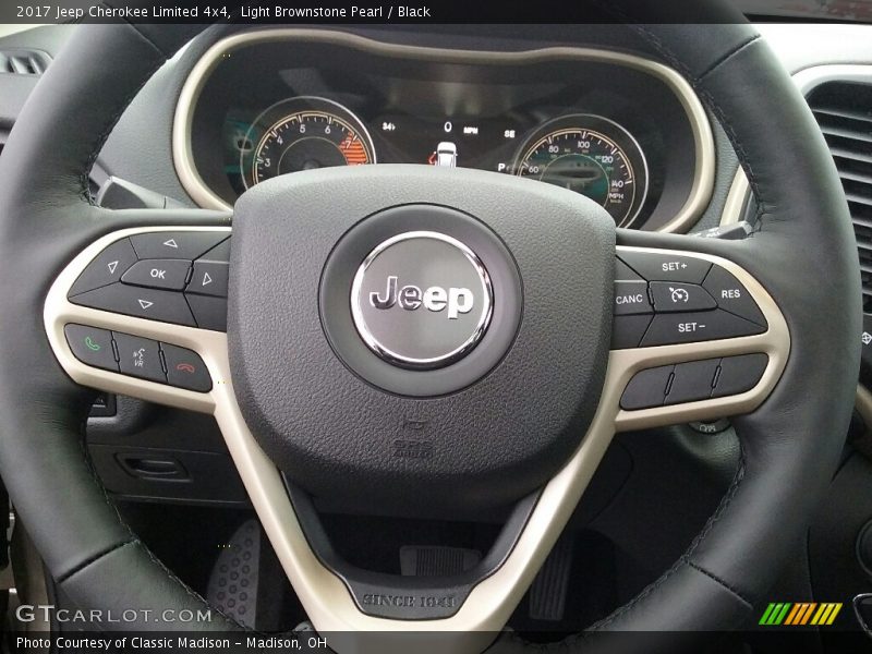 Light Brownstone Pearl / Black 2017 Jeep Cherokee Limited 4x4