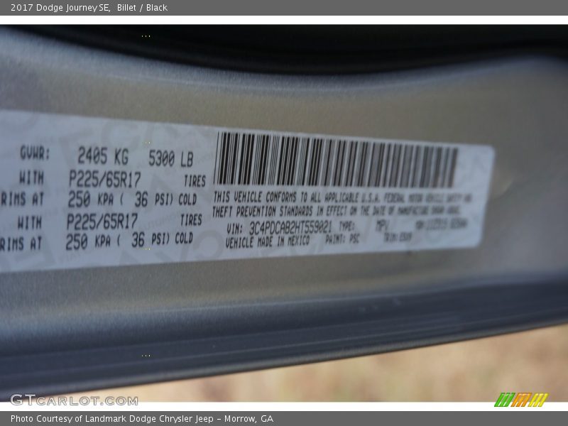 Billet / Black 2017 Dodge Journey SE