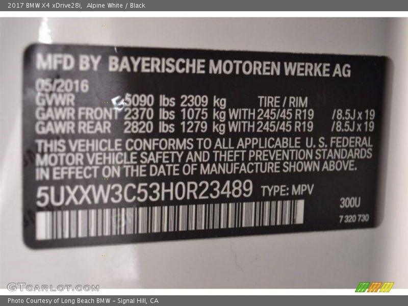 Alpine White / Black 2017 BMW X4 xDrive28i