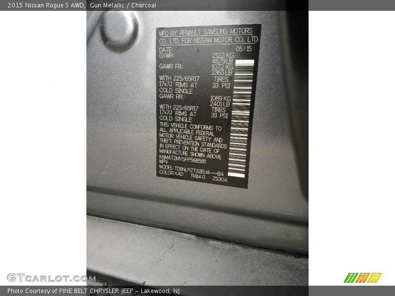 Gun Metallic / Charcoal 2015 Nissan Rogue S AWD