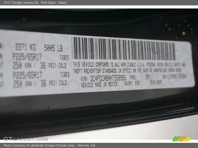 Pitch Black / Black 2017 Dodge Journey SE