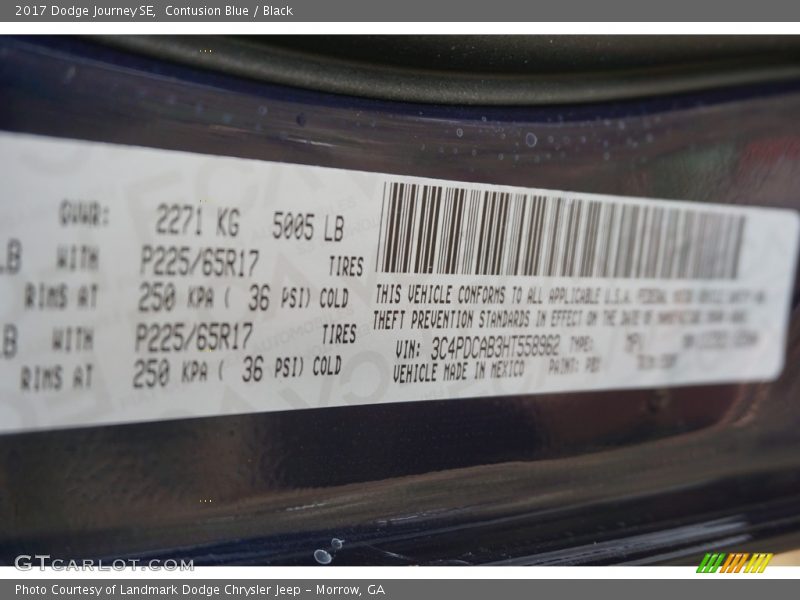Contusion Blue / Black 2017 Dodge Journey SE