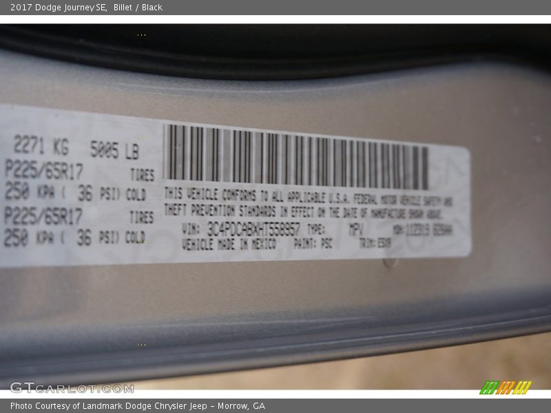 Billet / Black 2017 Dodge Journey SE