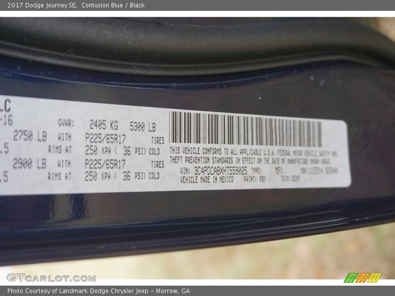 Contusion Blue / Black 2017 Dodge Journey SE