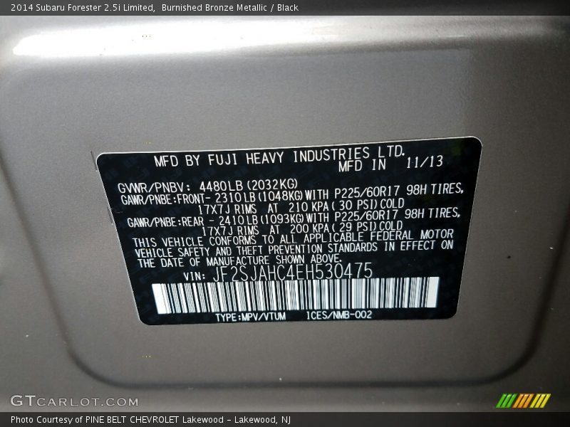 Burnished Bronze Metallic / Black 2014 Subaru Forester 2.5i Limited