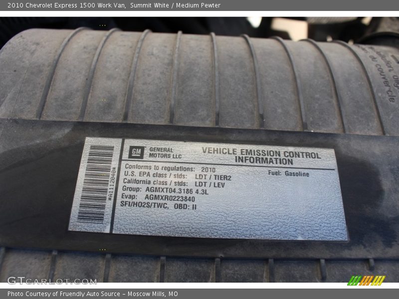 Summit White / Medium Pewter 2010 Chevrolet Express 1500 Work Van