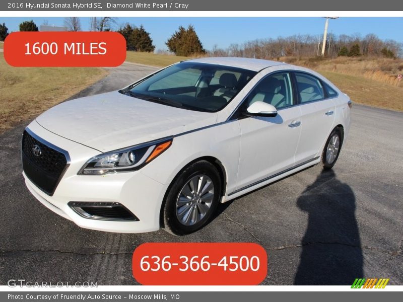 Diamond White Pearl / Gray 2016 Hyundai Sonata Hybrid SE