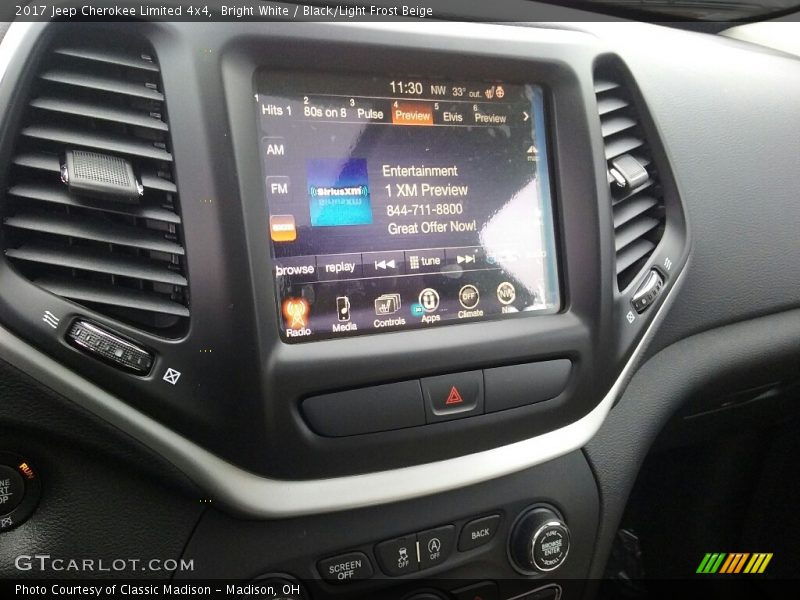 Bright White / Black/Light Frost Beige 2017 Jeep Cherokee Limited 4x4
