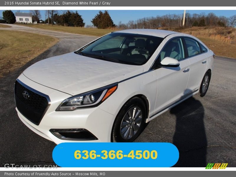 Diamond White Pearl / Gray 2016 Hyundai Sonata Hybrid SE
