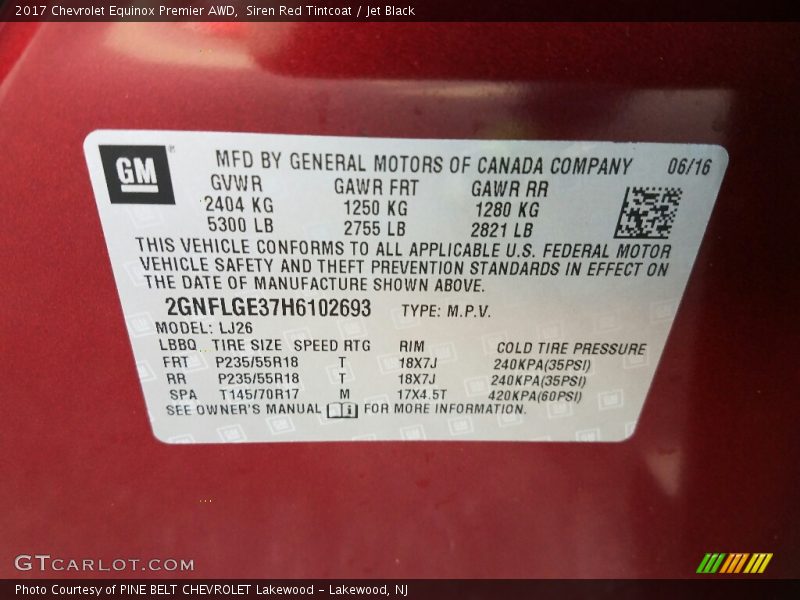 Siren Red Tintcoat / Jet Black 2017 Chevrolet Equinox Premier AWD