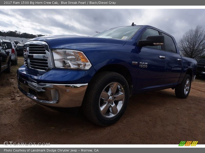 Blue Streak Pearl / Black/Diesel Gray 2017 Ram 1500 Big Horn Crew Cab