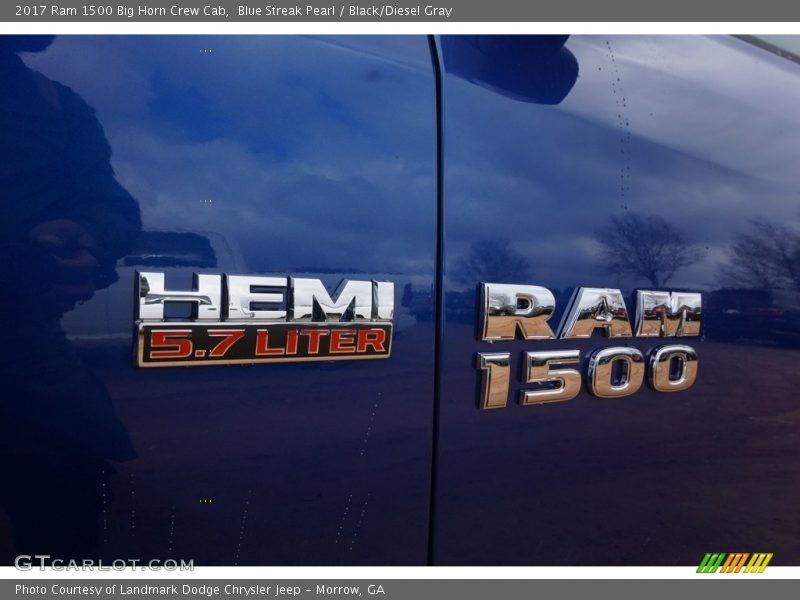 Blue Streak Pearl / Black/Diesel Gray 2017 Ram 1500 Big Horn Crew Cab