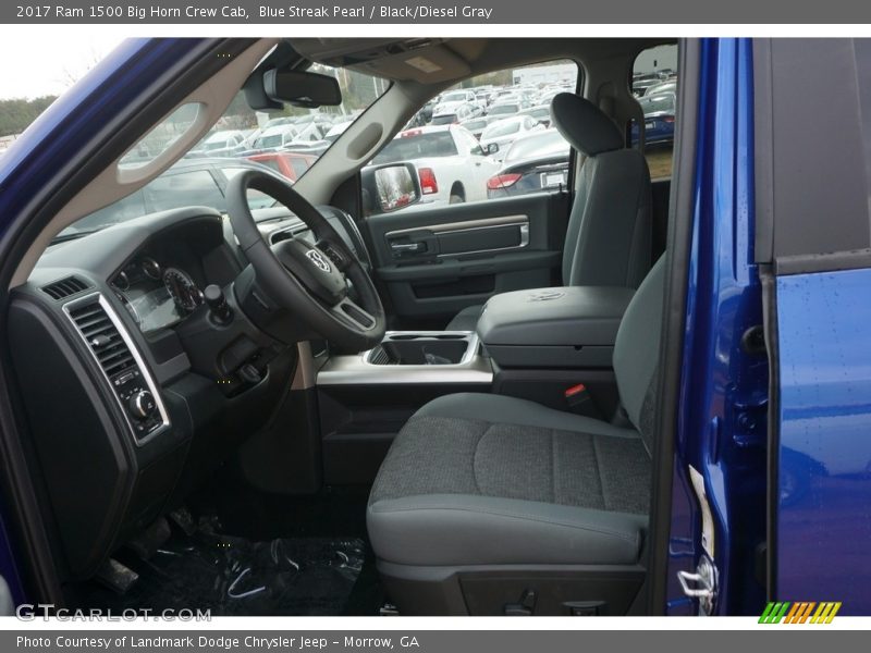 Blue Streak Pearl / Black/Diesel Gray 2017 Ram 1500 Big Horn Crew Cab