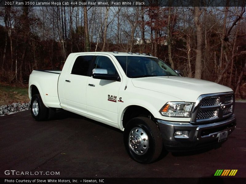 Pearl White / Black 2017 Ram 3500 Laramie Mega Cab 4x4 Dual Rear Wheel