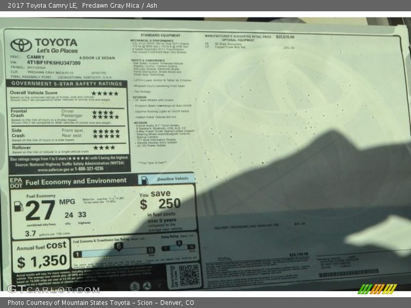 Predawn Gray Mica / Ash 2017 Toyota Camry LE