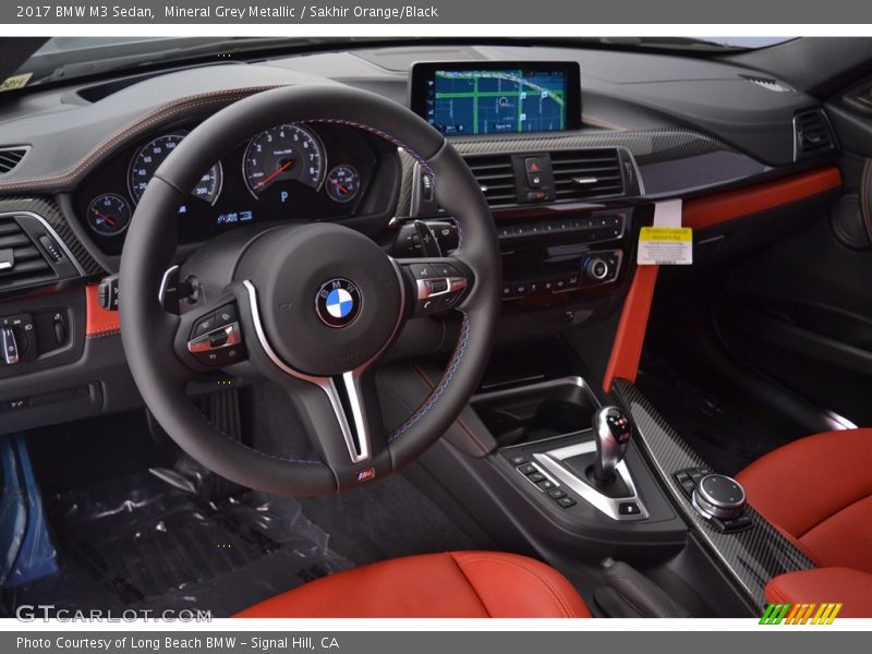 Mineral Grey Metallic / Sakhir Orange/Black 2017 BMW M3 Sedan