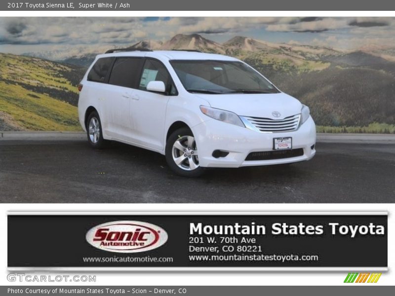 Super White / Ash 2017 Toyota Sienna LE