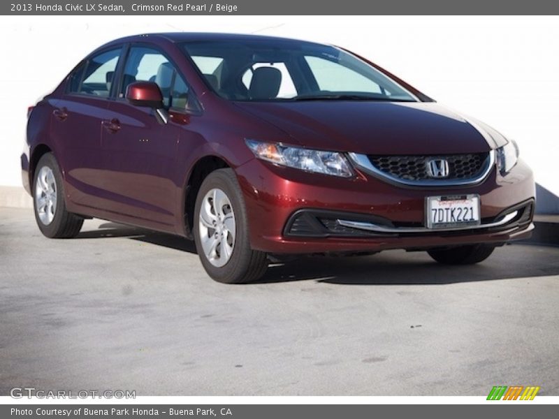Crimson Red Pearl / Beige 2013 Honda Civic LX Sedan