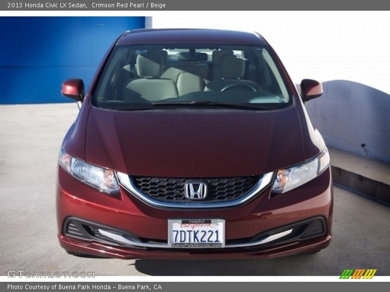 Crimson Red Pearl / Beige 2013 Honda Civic LX Sedan