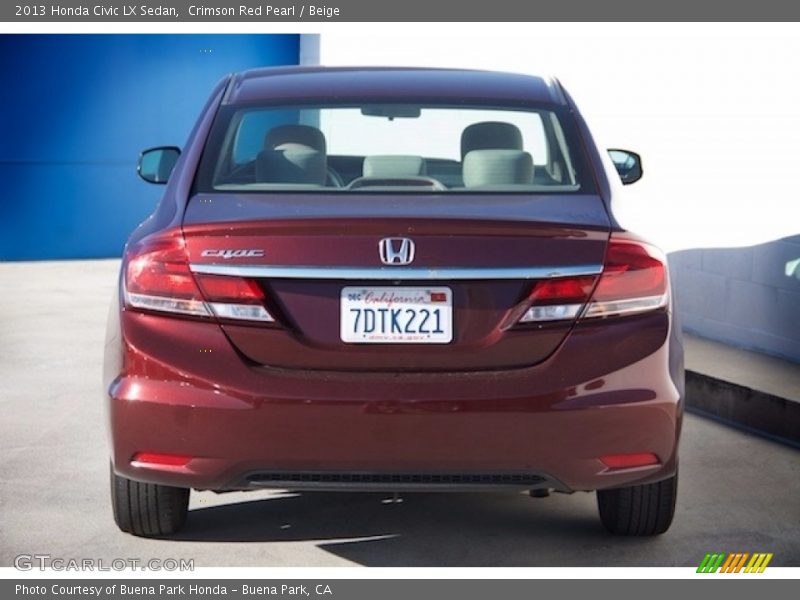 Crimson Red Pearl / Beige 2013 Honda Civic LX Sedan