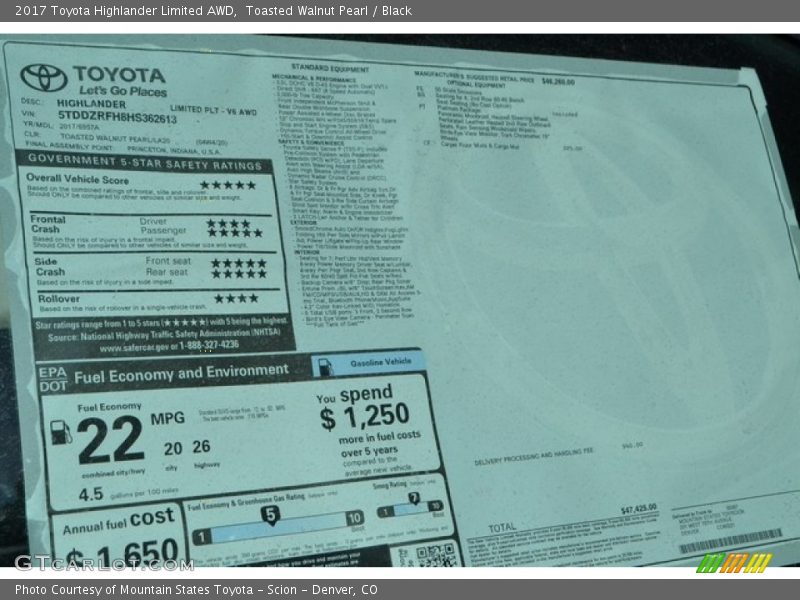 Toasted Walnut Pearl / Black 2017 Toyota Highlander Limited AWD