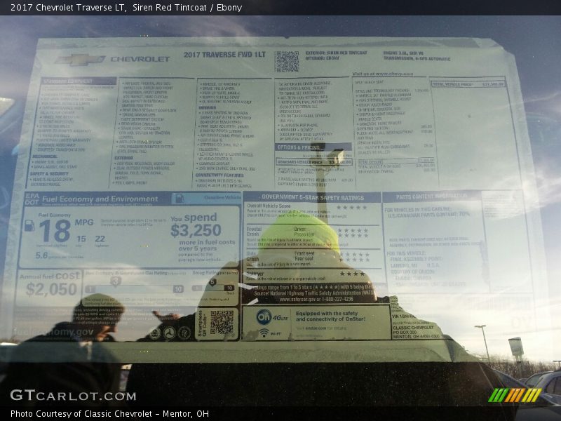 Siren Red Tintcoat / Ebony 2017 Chevrolet Traverse LT