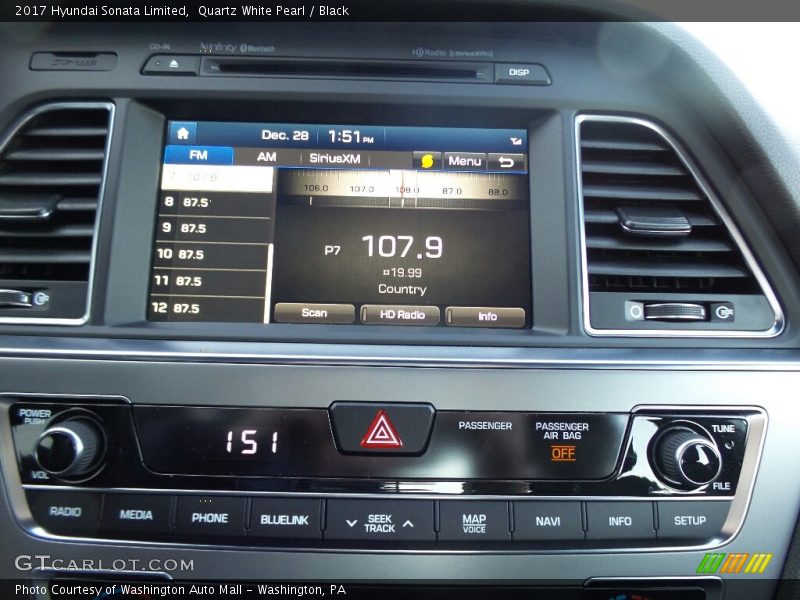Quartz White Pearl / Black 2017 Hyundai Sonata Limited