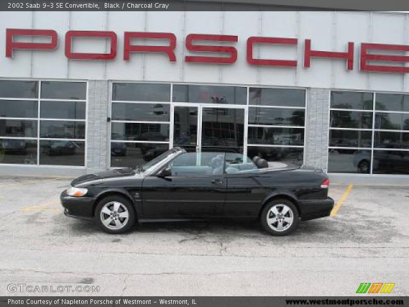 Black / Charcoal Gray 2002 Saab 9-3 SE Convertible
