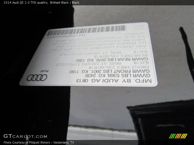 Brilliant Black / Black 2014 Audi Q5 2.0 TFSI quattro