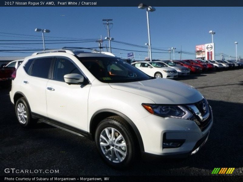 Pearl White / Charcoal 2017 Nissan Rogue SV AWD