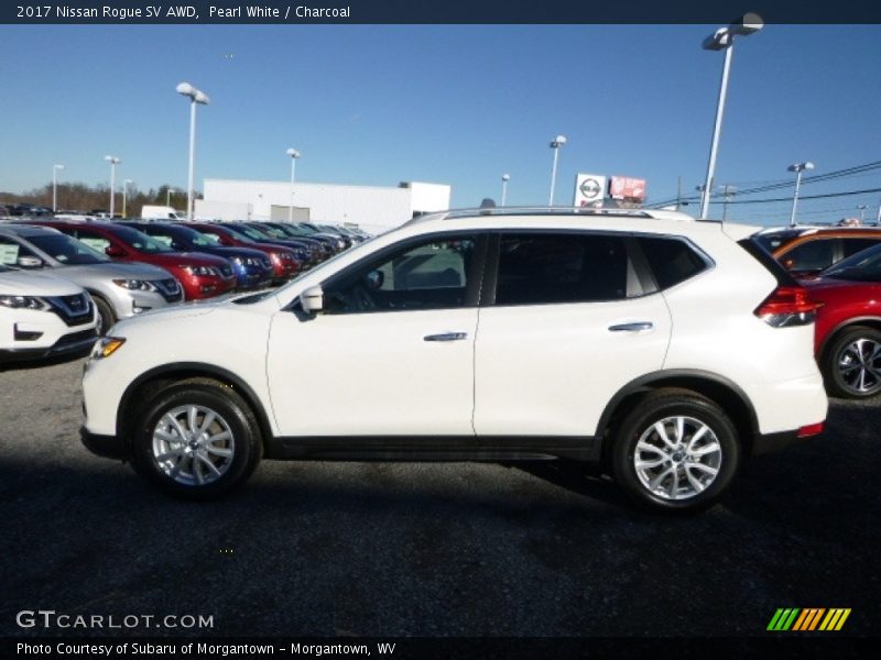 Pearl White / Charcoal 2017 Nissan Rogue SV AWD