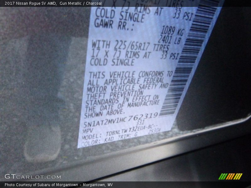 Gun Metallic / Charcoal 2017 Nissan Rogue SV AWD