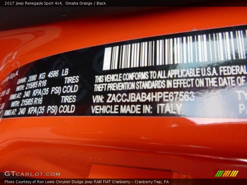 Omaha Orange / Black 2017 Jeep Renegade Sport 4x4