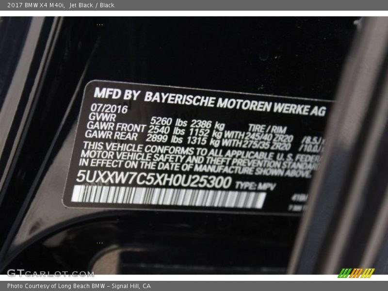 Jet Black / Black 2017 BMW X4 M40i