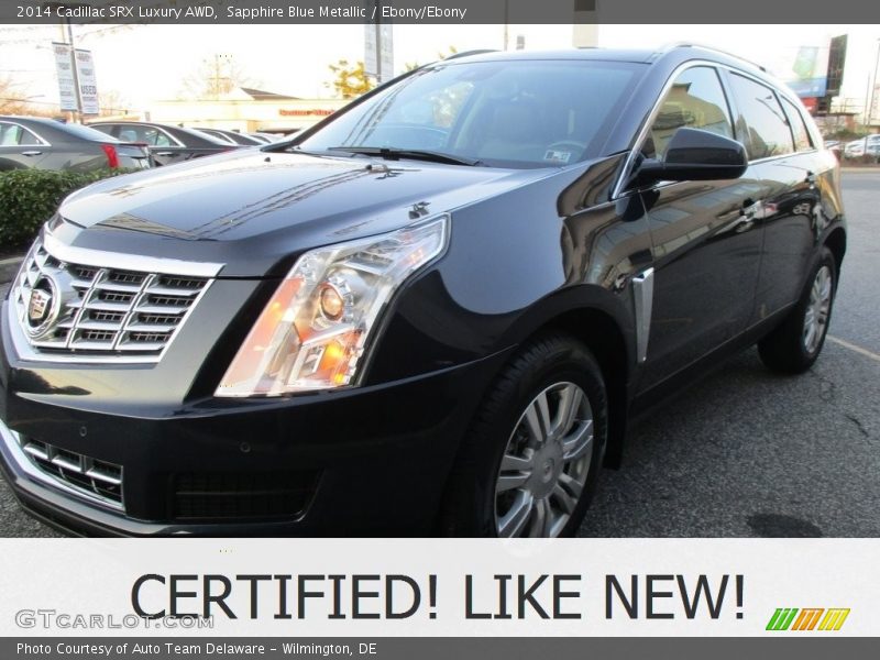 Sapphire Blue Metallic / Ebony/Ebony 2014 Cadillac SRX Luxury AWD