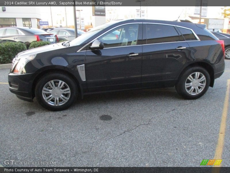 Sapphire Blue Metallic / Ebony/Ebony 2014 Cadillac SRX Luxury AWD